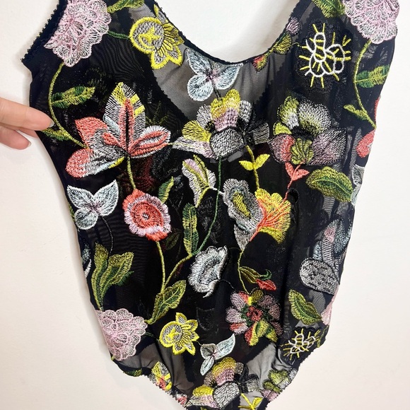 Honey Punch Semi-Sheer Embroidered Floral Bodysuit - Picture 8 of 14